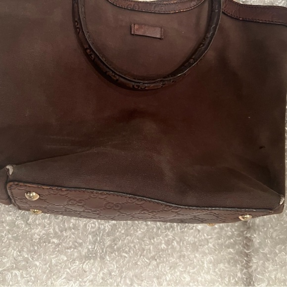 GUCCI Shoulder Bag Tote 279153 Canvas Leather Trim - Picture 14 of 15